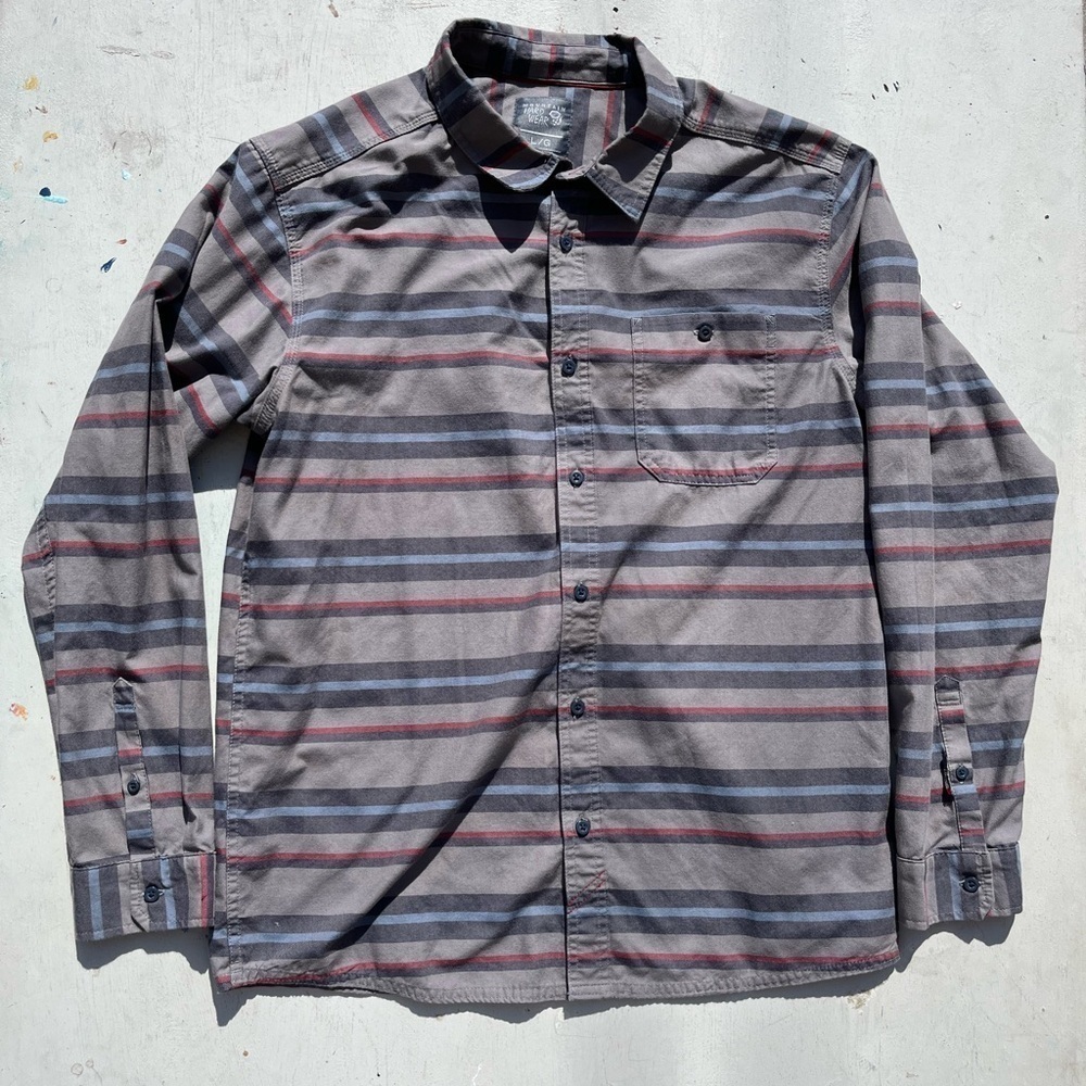 Men's Mountain Hardwear Button-Down Shirt Multicolor Striped L Gorpcore Casual